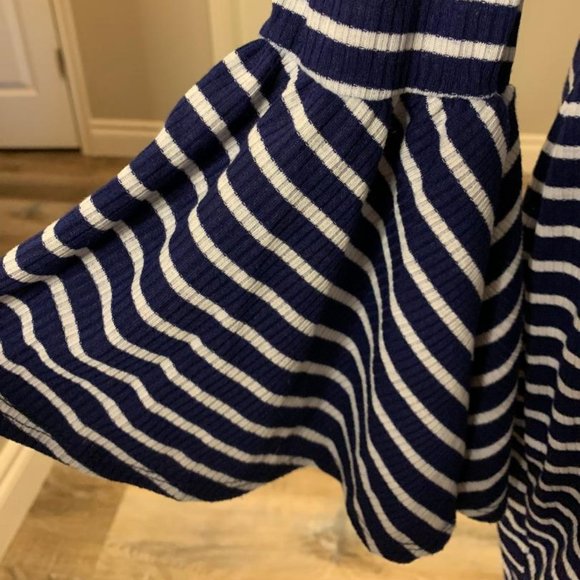 Charlotte Russe | Blue Striped Flair Sleeve Dress - Picture 7 of 8